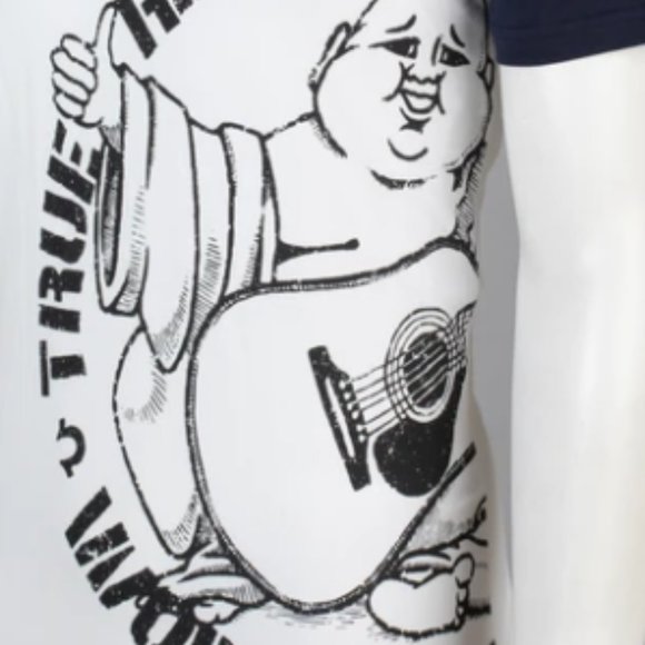 TRUE RELIGION Mens Short Sleeve PART BUDDHA Crewneck T-Shirt (White) - Picture 2 of 5